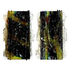 Pair of Multicolored Applied Glass Sconces by A. Lankhorst for RAAK, Amsterdam