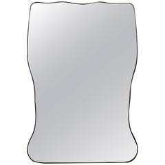 Monumental Italian Gio Ponti Inspired Modernist Brass Mirror 67.75 "