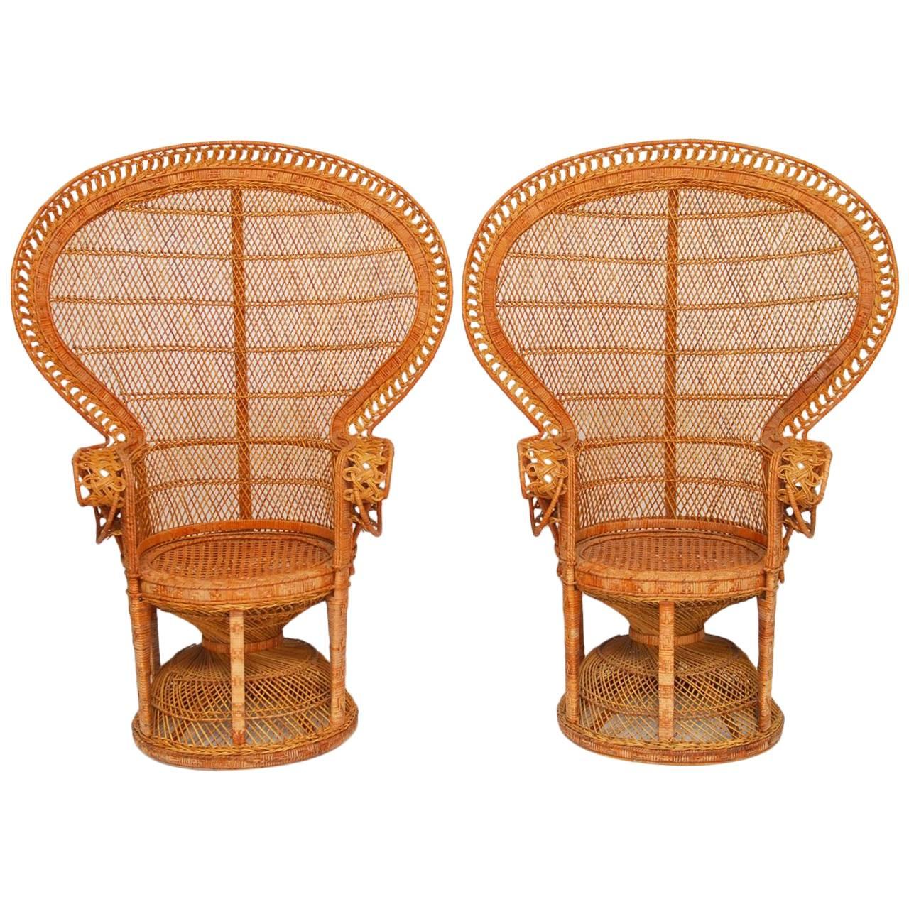 Pair of Rattan Emmanuel Peacock Chairs