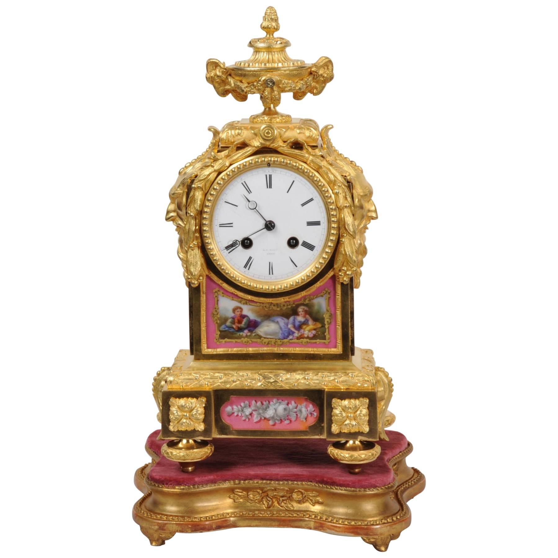 Early Ormolu and Sèvres Porcelain Clock by Raingo Frères, Fully Working