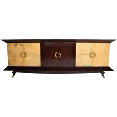 Mexican Modernist Mahogany and Goatskin Credenza after Arturo Pani