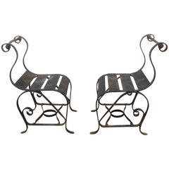 Vintage   Bouncer”Chairs Mid-Century Modern, Wrought Iron