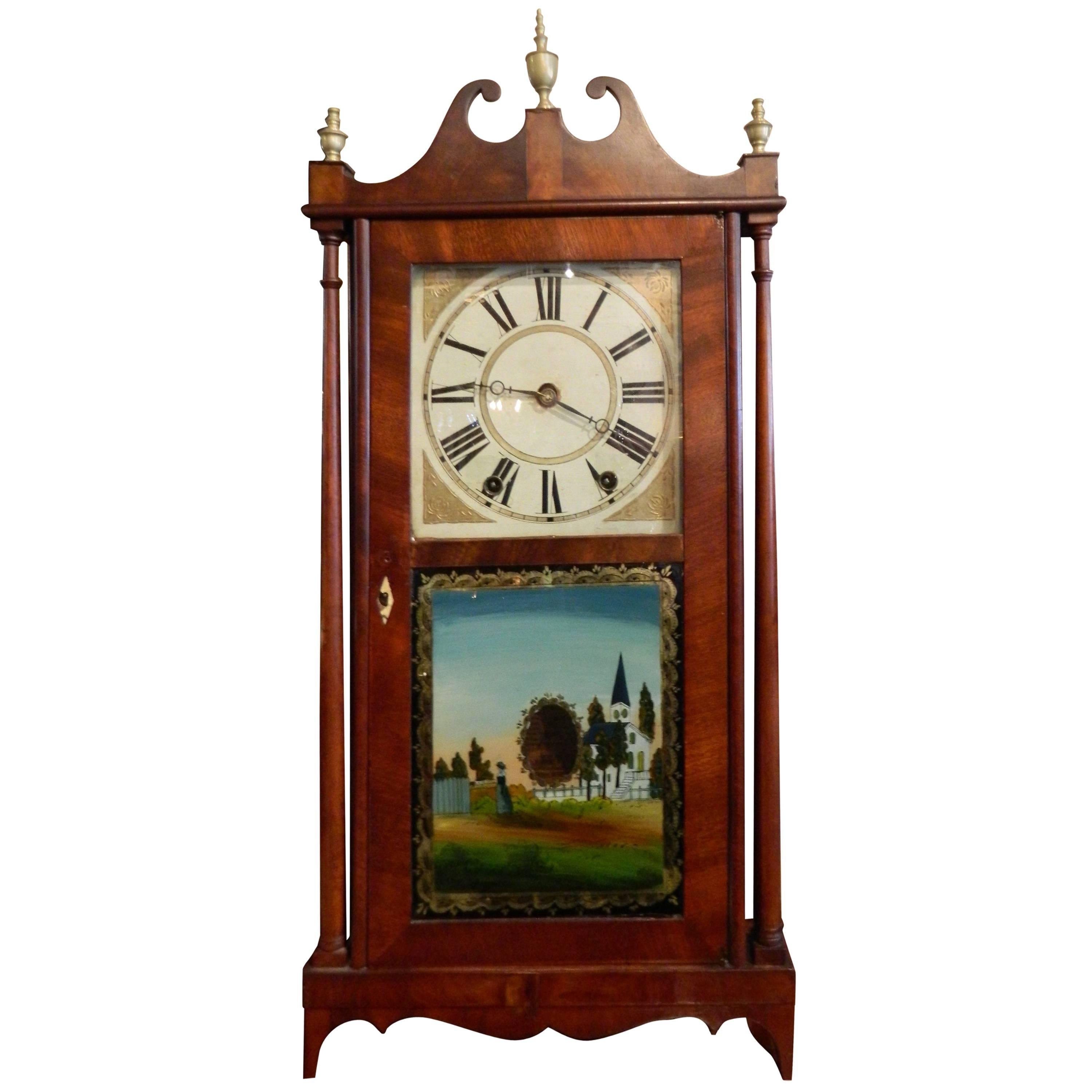 Norris North Pillar and Scroll Shelf Clock Torrington Connecticut, circa 1825