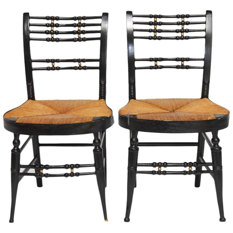 Pair of 19th Century Ball-Back Hitchcock Chairs