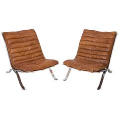 Pair of Arne Norell 'Ari' Chairs Original Leather