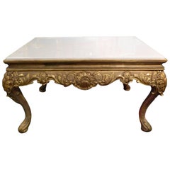 Italian Louis XV Style Giltwood Coffee Table with a Marble Top, 19th Century
