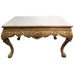 Italian Louis XV Style Giltwood Coffee Table with a Marble Top, 19th Century 9