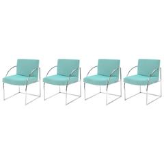 Four Milo Baughman Thayer Coggin Chrome Dining Chairs