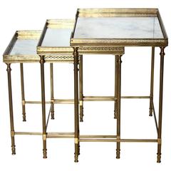Antique French Brass Nesting Tables