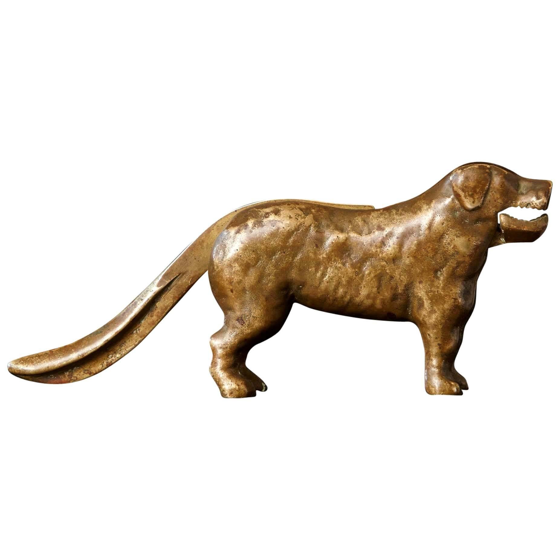 Antique Molded Brass Big Dog Nutcracker