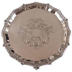 Georgian Style Sterling Silver Salver with Armorial Hallmarked London, 1900 12