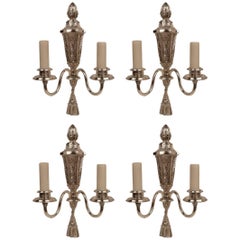 Six Signed E. F. Caldwell Early Georgian Style Silver Sconces