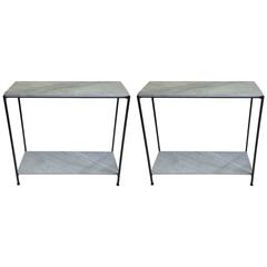 Two Wrought Iron and Marble Minimalist Consoles/Sofa Tables, Italy, circa 1970 10