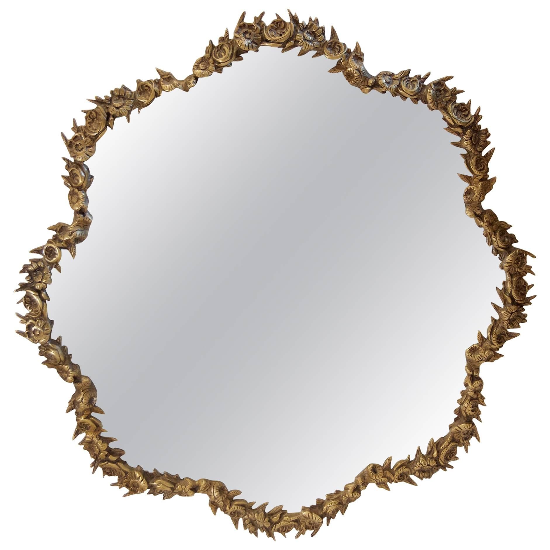 Brass Floral Bordered Mirror