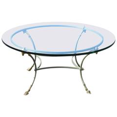 Jansen Style Chrome and Brass Glass Top Coffee Table 11