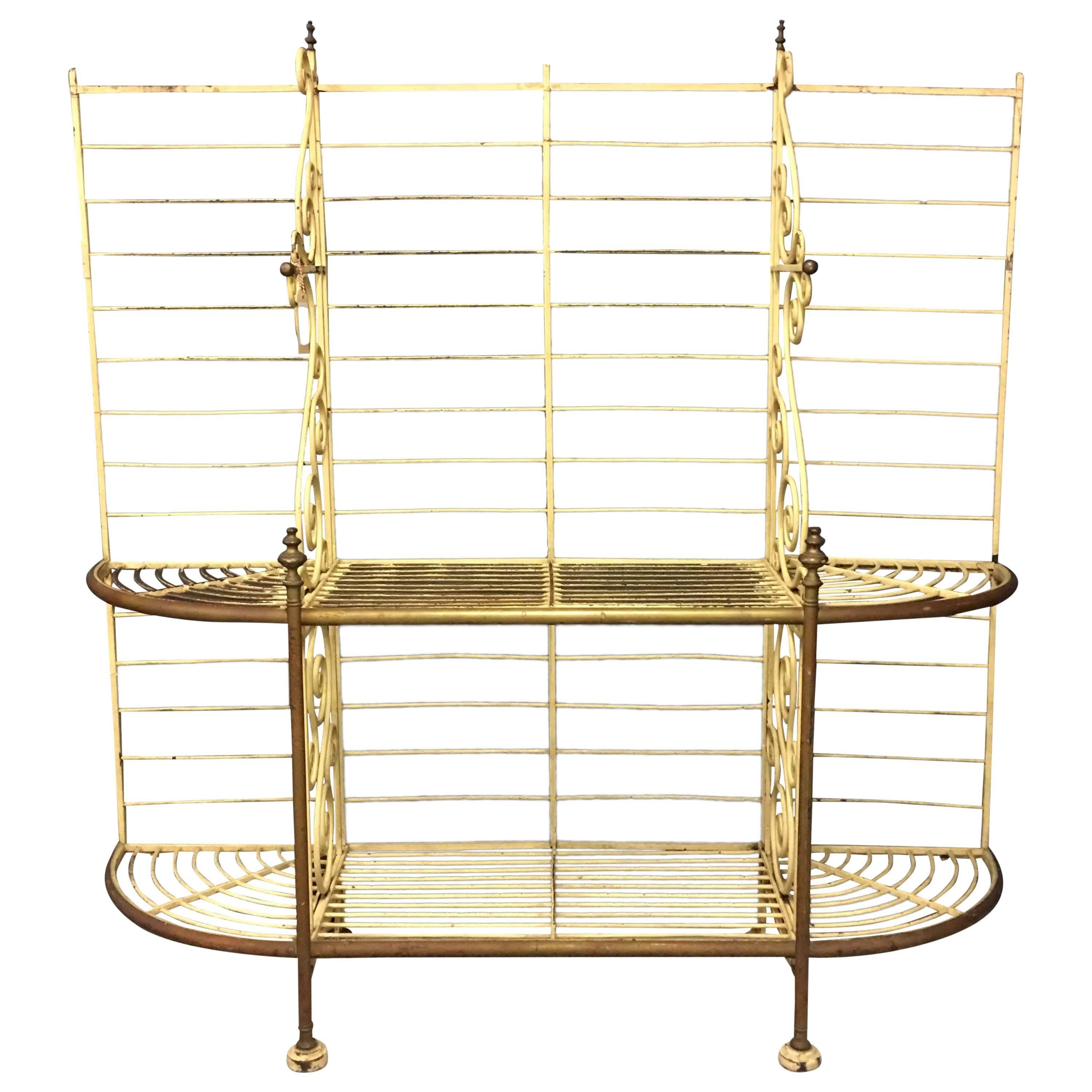 Antique Bakers Rack of Metal and Brass, France, 1920 For Sale