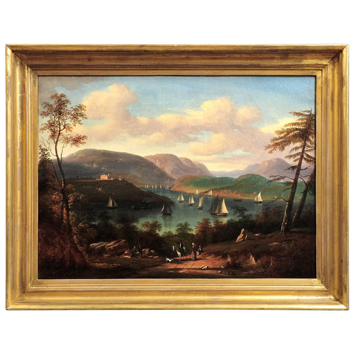 Victor De Grailly "View of the Hudson River at West Point" circa 1840-1850