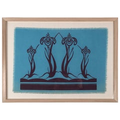 Vintage Folly Cove Designers Hand Block Printed Iris Textile