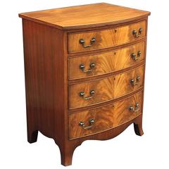 English Bow Front Small Chest of Flame-Cut Mahogany