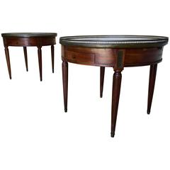 Pair of Louis XVI Style Bouillotte Tables with White Marble Tops 9