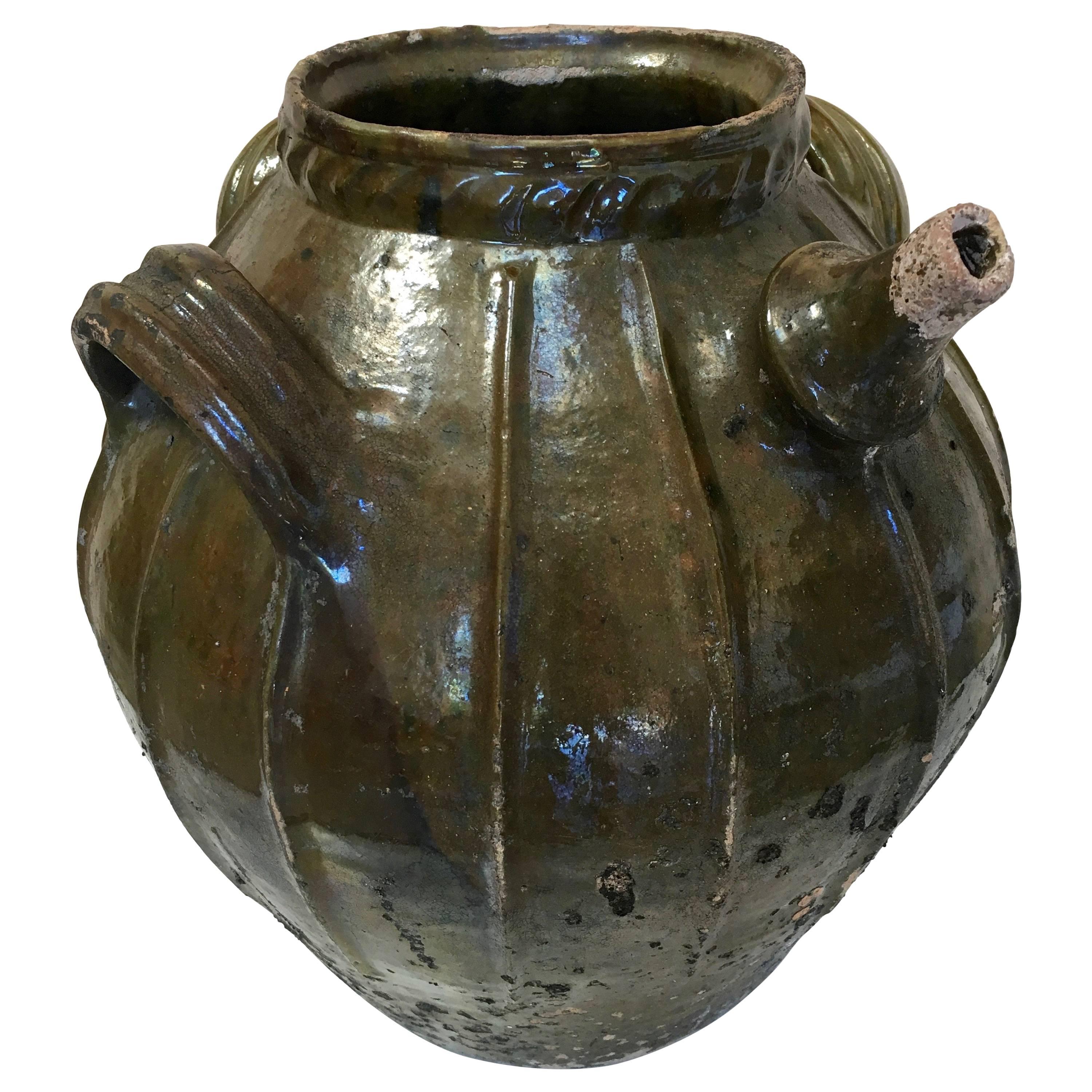 Vase à huile en terre cuite du 19ème siècle
