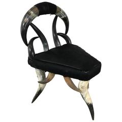 Diminutive Horn and Cowhide Seat