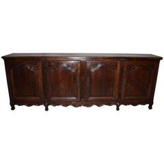 French 19th Century Provencal Long Walnut Enfilade Buffet