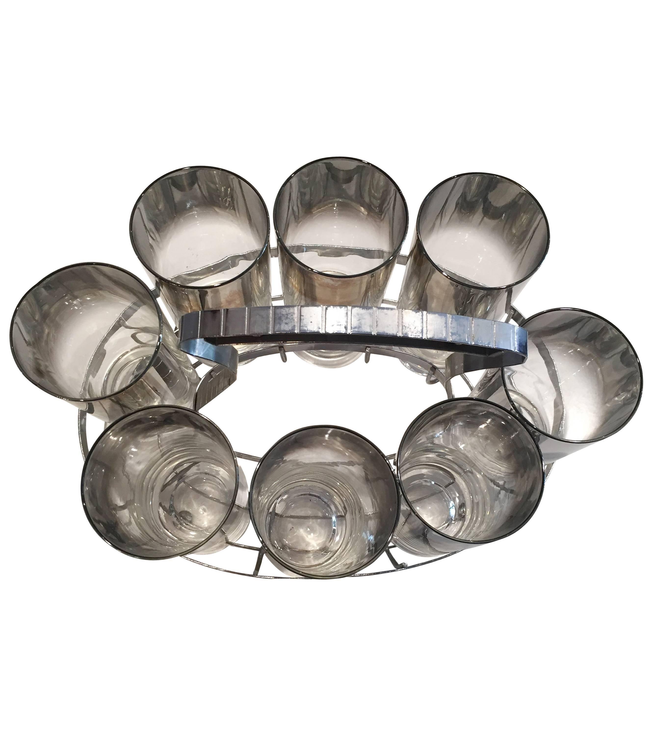 Set of 8 High Ball Glasses in Carrier For Sale