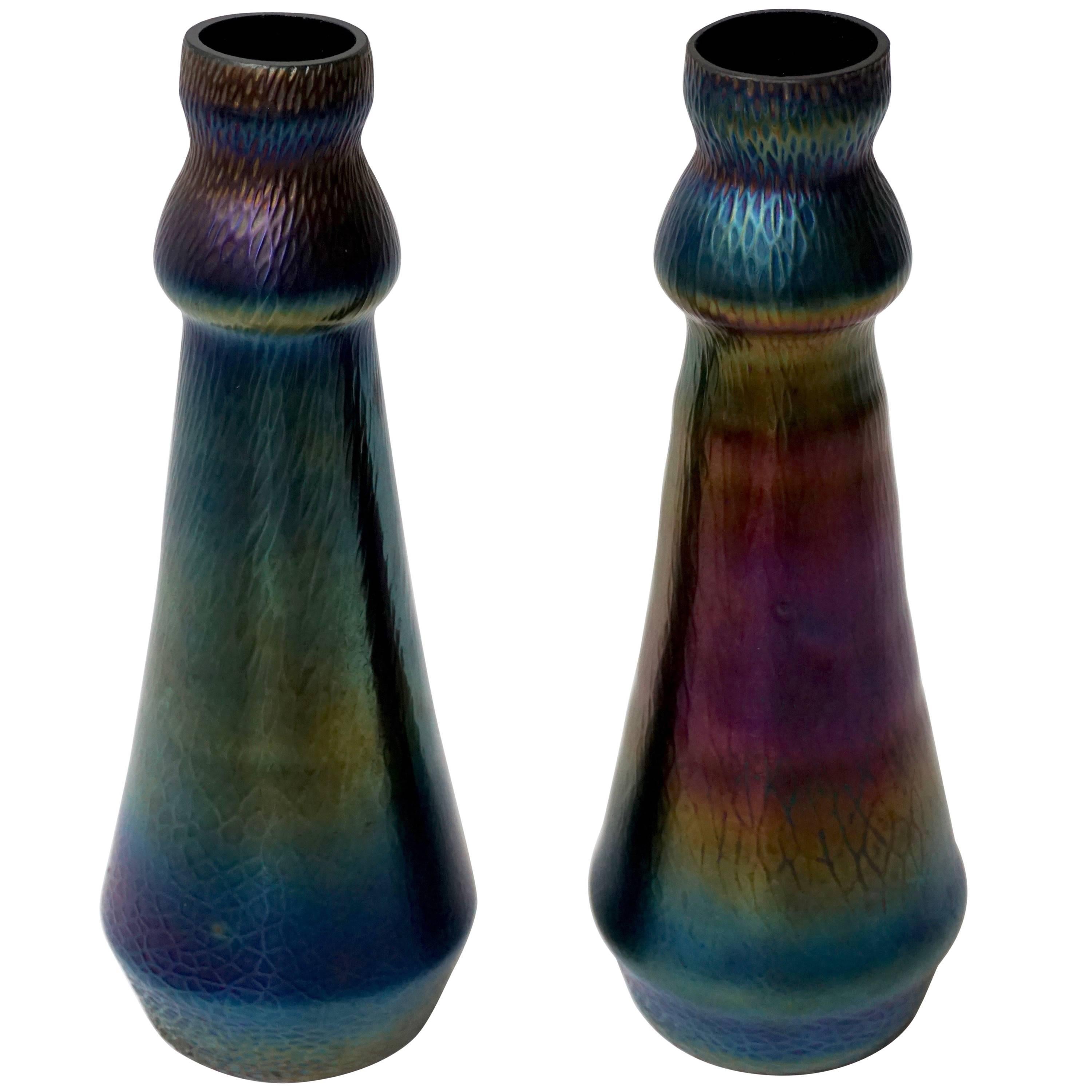 Pair of Murano Glass Vases For Sale