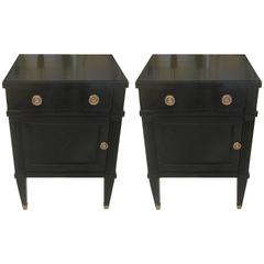 Pair of Ebonized Louis XVI Style Nightstands 3