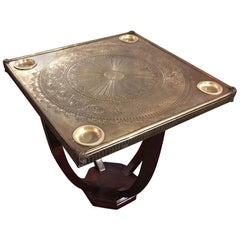Art Deco Game Table Tooled Brass Top