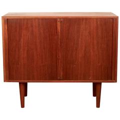 Vintage Danish Teak Cabinet with Tambour Doors
