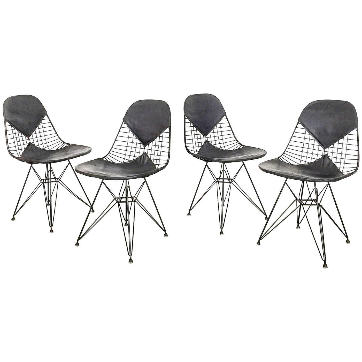 Set of Four Eames for Herman Miller DKR-2 Bikini Dining Chairs