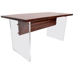 Mid-Century Modern Rosewood and Lucite Table