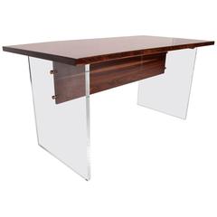 Mid-Century Modern Rosewood and Lucite Table 8