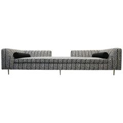 Customized European Open Back Sofa with Brass Legs