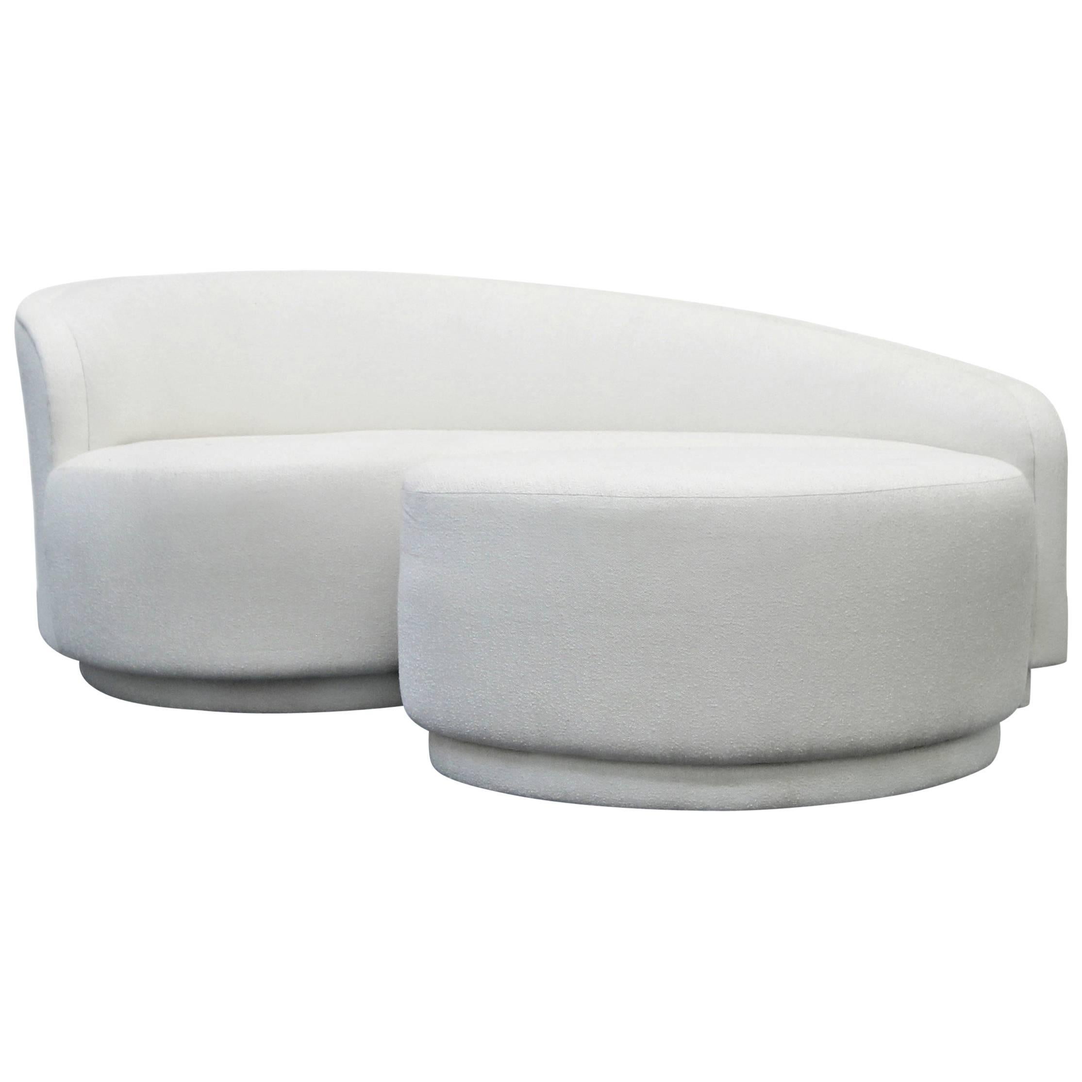 Petite Curved Sofa and Ottoman by Vladimir Kagan for Weiman