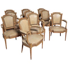Set of Ten Louis XVI Style Beachwood Armchairs in the Manor of George Jacobq