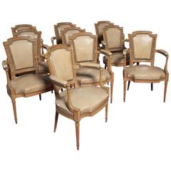 Set of Ten Louis XVI Style Beachwood Armchairs in the Manor of George Jacob 7