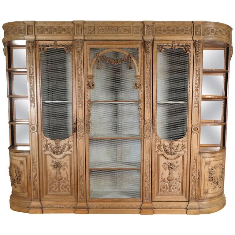 Rare Louis Xvi Carved Beechwood Biblioteque Or Breakfront Cabinet For Sale At 1stdibs