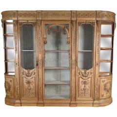 Rare Louis XVI Carved Beechwood Biblioteque or Breakfront Cabinet 1