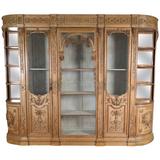 Rare Louis XVI Carved Beechwood Biblioteque or Breakfront Cabinet