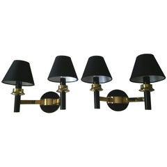 Pair of Two-Arm Neoclassical French Style Adnet Sconces, France, 1950s