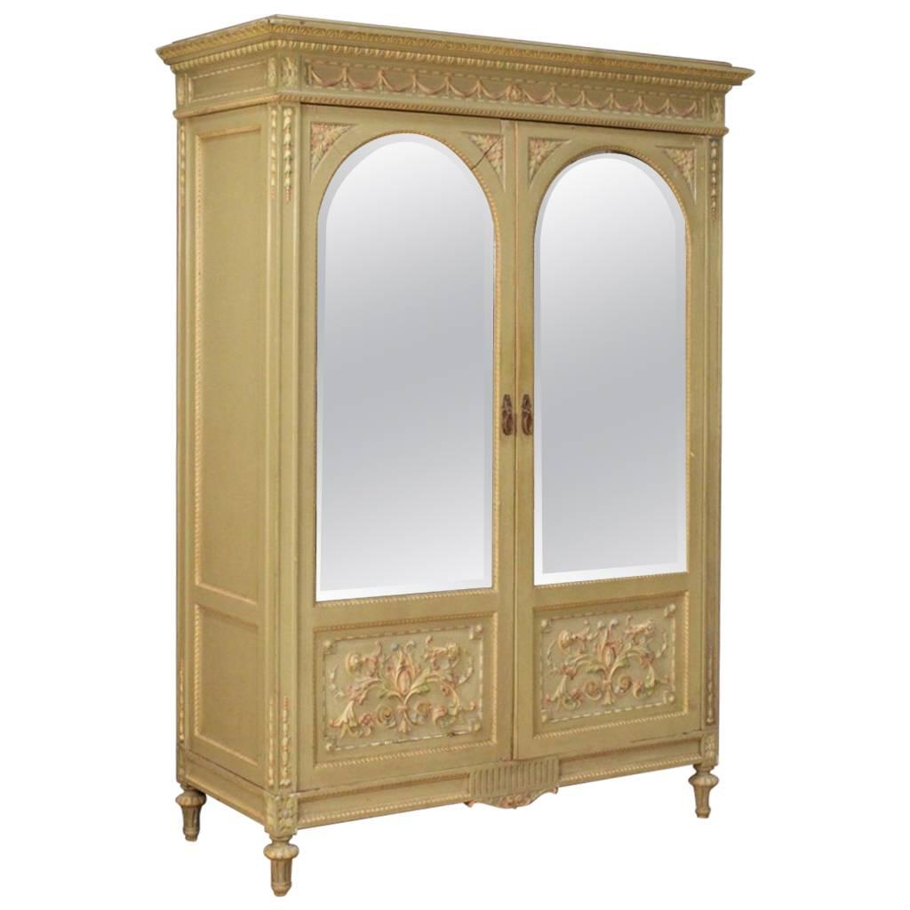20th Century Italian Lacquered and Painted Wardrobe in Louis XVI Style