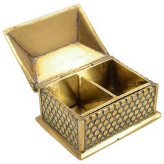 Antique 19th Century Victorian House Shaped Two-Division Brass Stamp Box