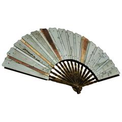 Fan Sculpture Mirror Old Glass and Silvering Brass Metal by Sabrina Landini 5