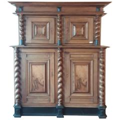 17th Century Baroque Carved Walnut Wood Cabinet