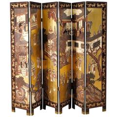 20th Century French Painted Chinoiserie Screen 3
