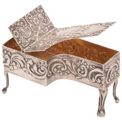 20th Century Edwardian Silver Harpsichord Pill Box
