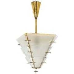 Petite Art Deco Brass and Glass Lantern, 1930s 1